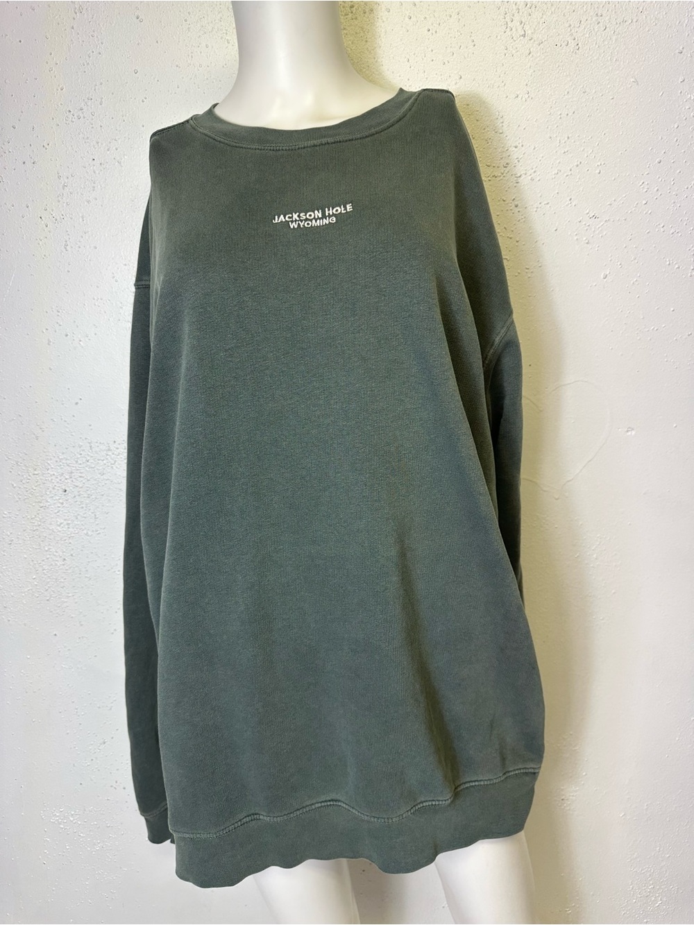 Jackson Hole Wyoming Embroidered Green Crewneck Sweatshirt